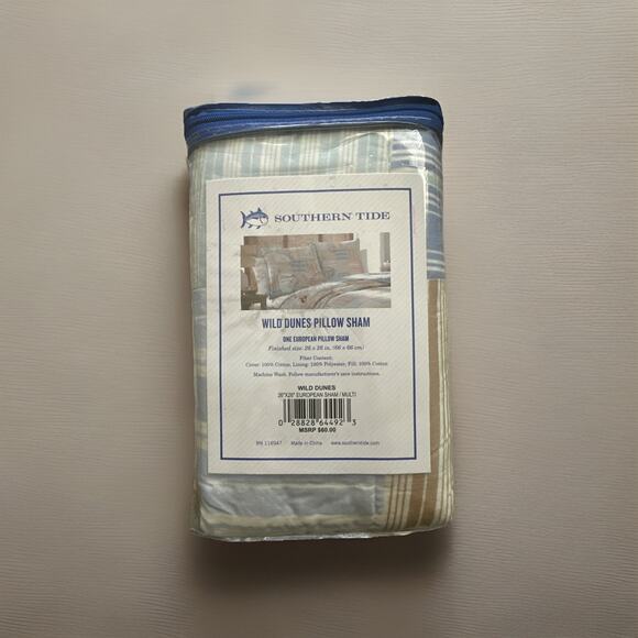 Southern Tide WILD DUNES Quilted Patchwork EURO PILLOW SHAM(S) 26” x 26” - Picture 2 of 4